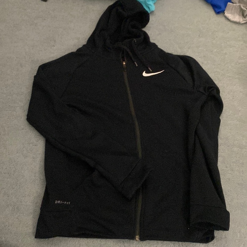 Black nike zip up jacket with hood